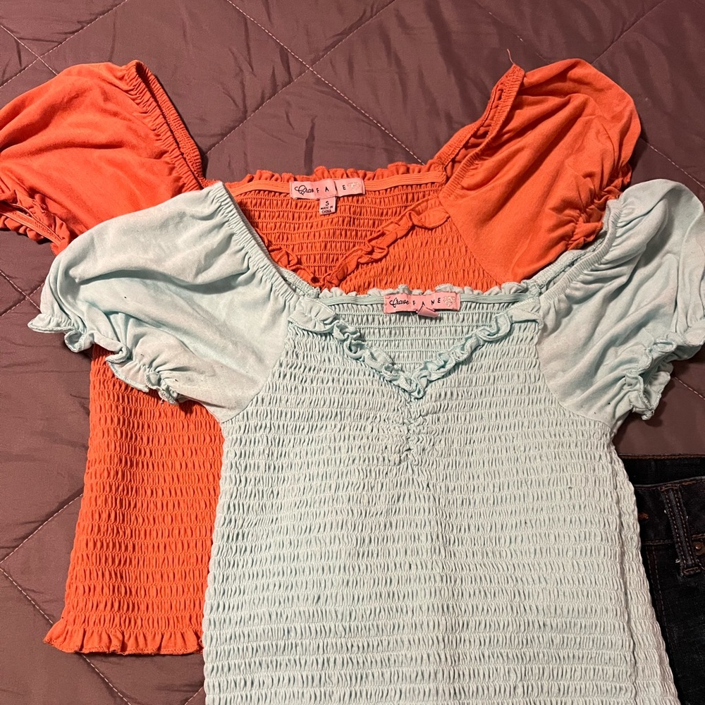 Two crop tops *mint blue , coral*